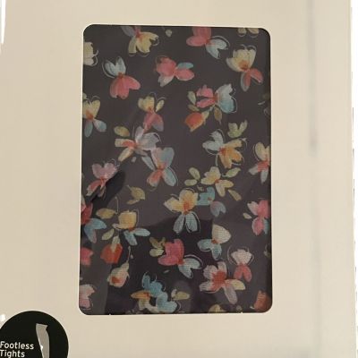 NEW Pamela Mann Designer Blue Floral Footless Patterned Tights Made In Italy????????